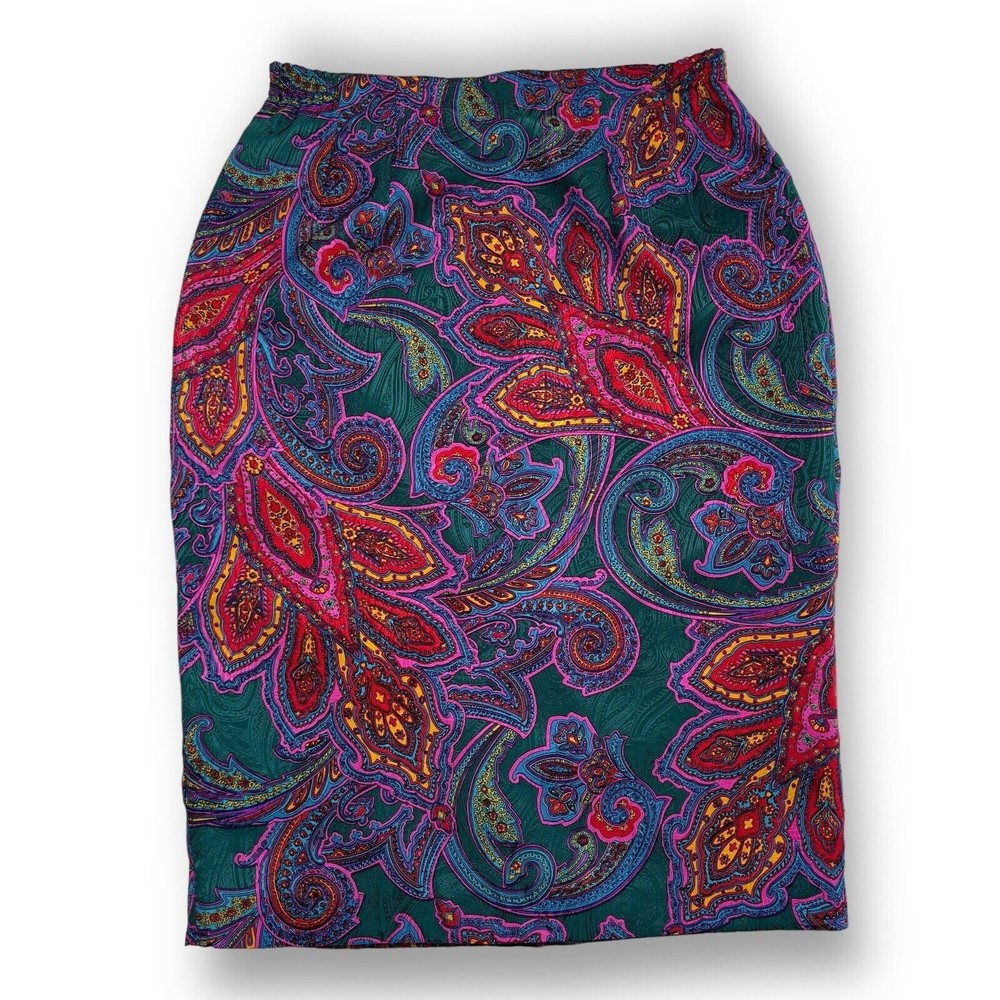 Anne Crimmins For Umi Collections Womens Silk Skirt Knee Length Vibrant Boho 10